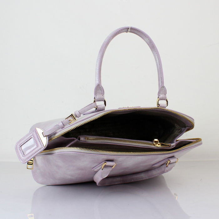 2013 PRADA Shiny Leather Two Handle Bag 0837 in Light Purple