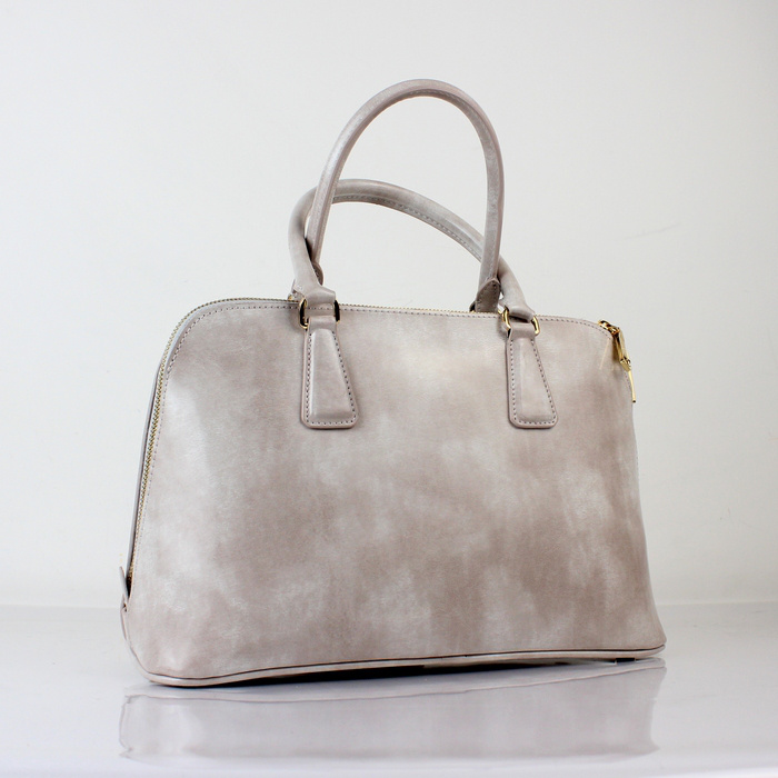 2013 PRADA Shiny Leather Two Handle Bag 0837 in Light gray