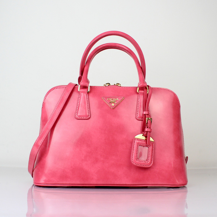 2013 PRADA Shiny Leather Two Handle Bag 0837 in Peach