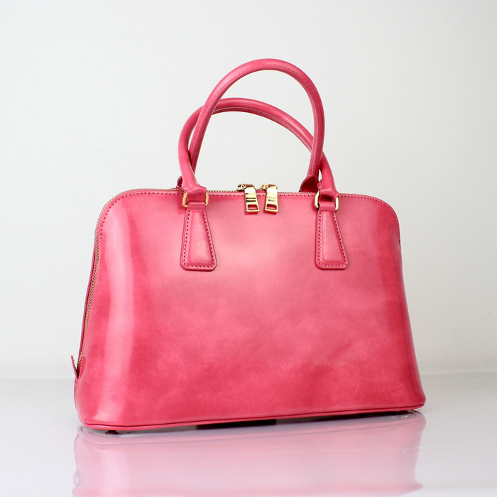 2013 PRADA Shiny Leather Two Handle Bag 0837 in Peach