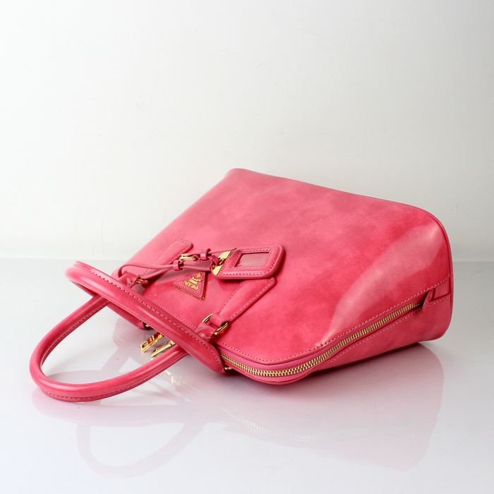 2013 PRADA Shiny Leather Two Handle Bag 0837 in Peach