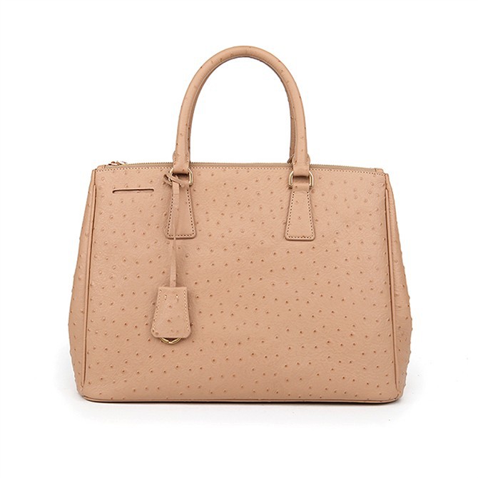 2013 Prada Classic Ostrich Leather Tote Bag 1786 in Bare Pink