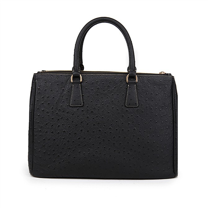 2013 Prada Classic Ostrich Leather Tote Bag 1786 in Black