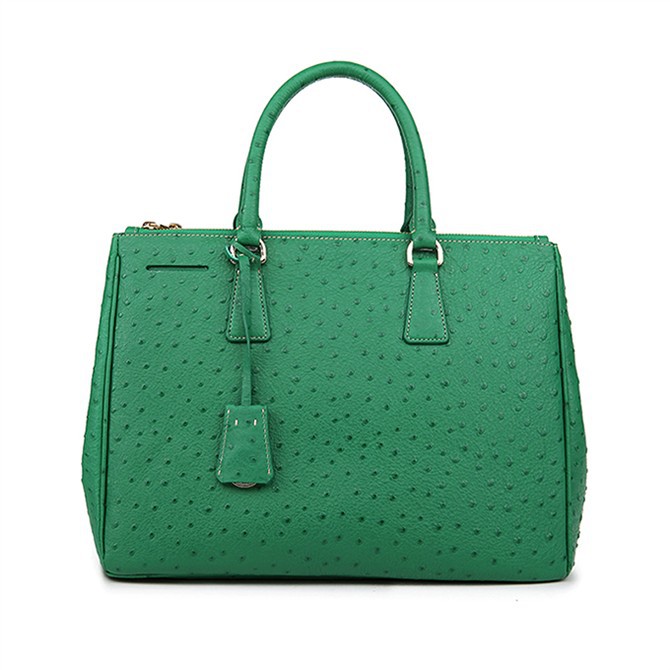 2013 Prada Classic Ostrich Leather Tote Bag 1786 in Grass green