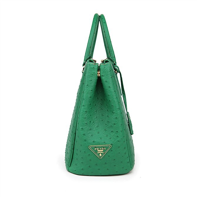 2013 Prada Classic Ostrich Leather Tote Bag 1786 in Grass green