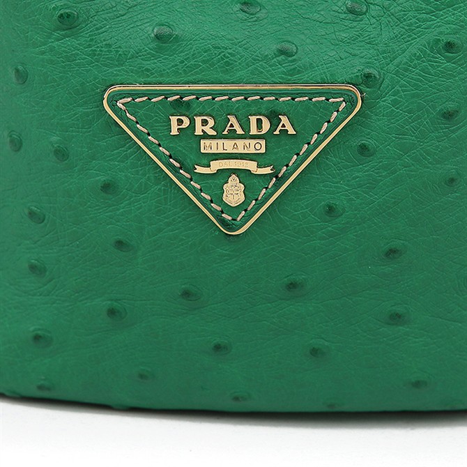 2013 Prada Classic Ostrich Leather Tote Bag 1786 in Grass green