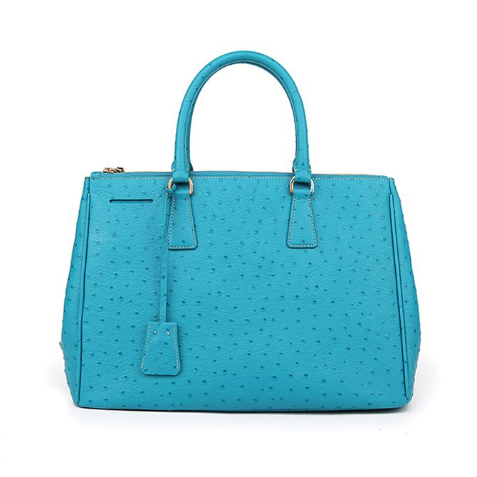 2013 Prada Classic Ostrich Leather Tote Bag 1786 in Light Blue