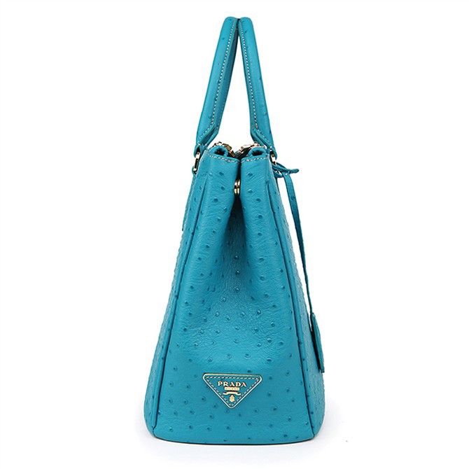 2013 Prada Classic Ostrich Leather Tote Bag 1786 in Light Blue