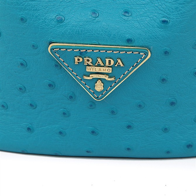 2013 Prada Classic Ostrich Leather Tote Bag 1786 in Light Blue