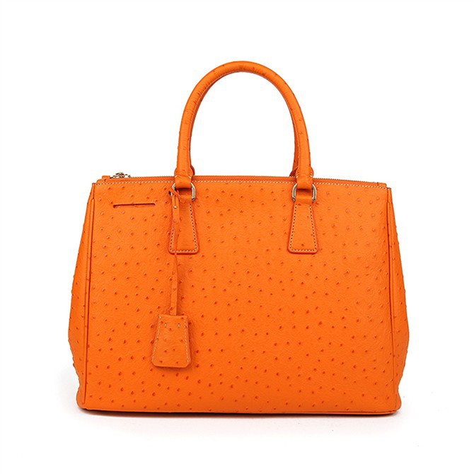 2013 Prada Classic Ostrich Leather Tote Bag 1786 in Orange