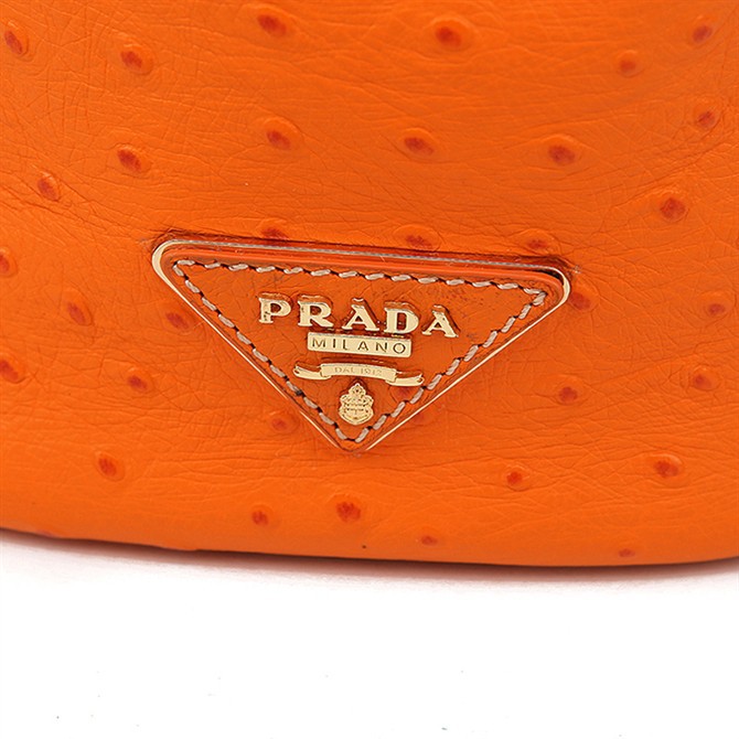 2013 Prada Classic Ostrich Leather Tote Bag 1786 in Orange