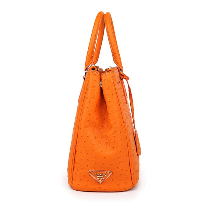 2013 Prada Classic Ostrich Leather Tote Bag 1786 in Orange