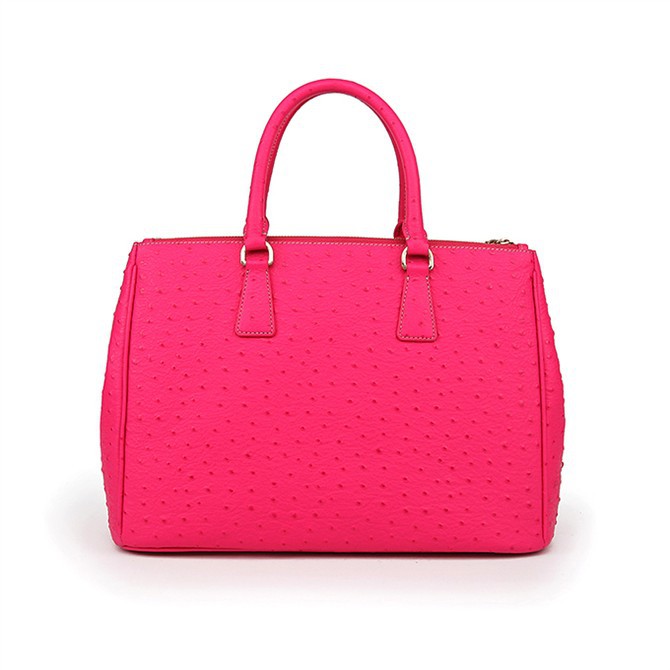 2013 Prada Classic Ostrich Leather Tote Bag 1786 in Rose red