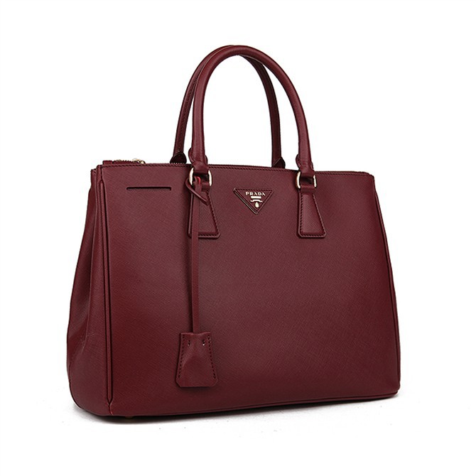 2013 Prada Classic Saffiano Tote Bag 1786 in Claret