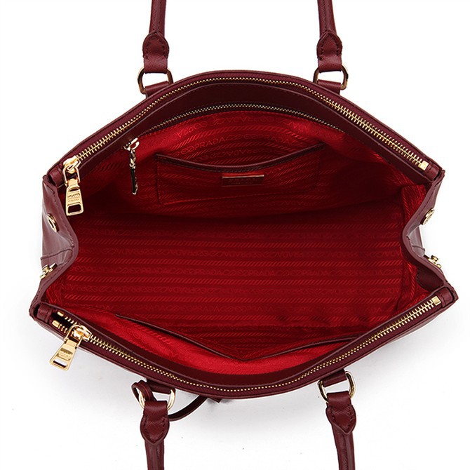 2013 Prada Classic Saffiano Tote Bag 1786 in Claret