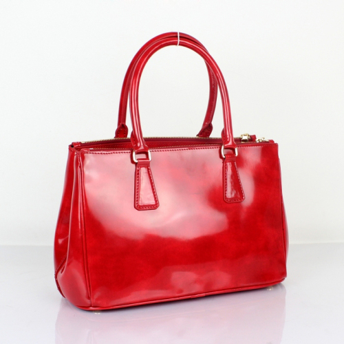 2013 Prada Polished leather Tote Bag 1801 in Red