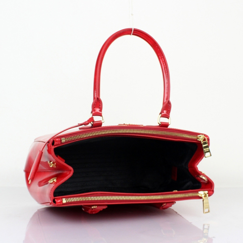 2013 Prada Polished leather Tote Bag 1801 in Red