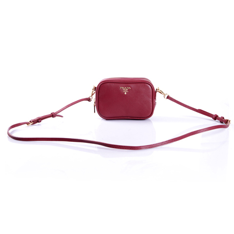 2013 Prada Saffiano Bow Small Shoulder Bag 1N1674 in Burgundy