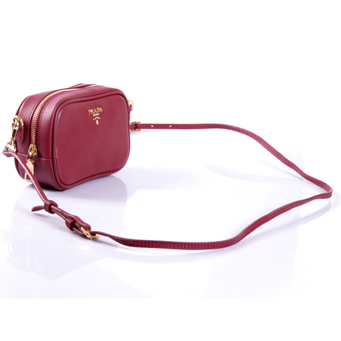 2013 Prada Saffiano Bow Small Shoulder Bag 1N1674 in Burgundy