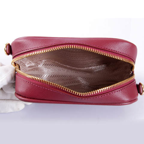 2013 Prada Saffiano Bow Small Shoulder Bag 1N1674 in Burgundy