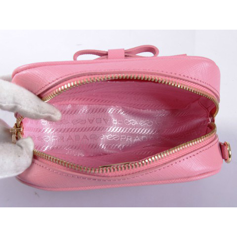 2013 Prada Saffiano Bow Small Shoulder Bag 1N1674 in Cherry pink