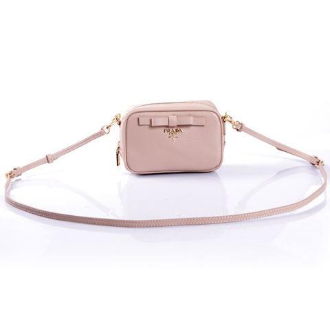 2013 Prada Saffiano Bow Small Shoulder Bag 1N1674 in Light Pink