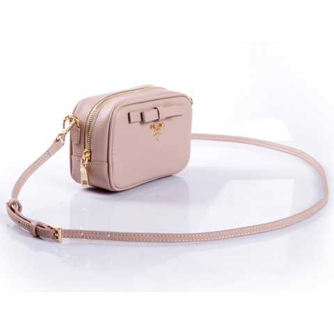 2013 Prada Saffiano Bow Small Shoulder Bag 1N1674 in Light Pink