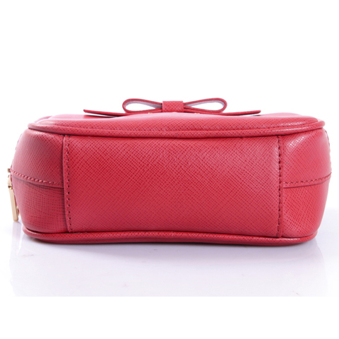 2013 Prada Saffiano Bow Small Shoulder Bag 1N1674 in Red