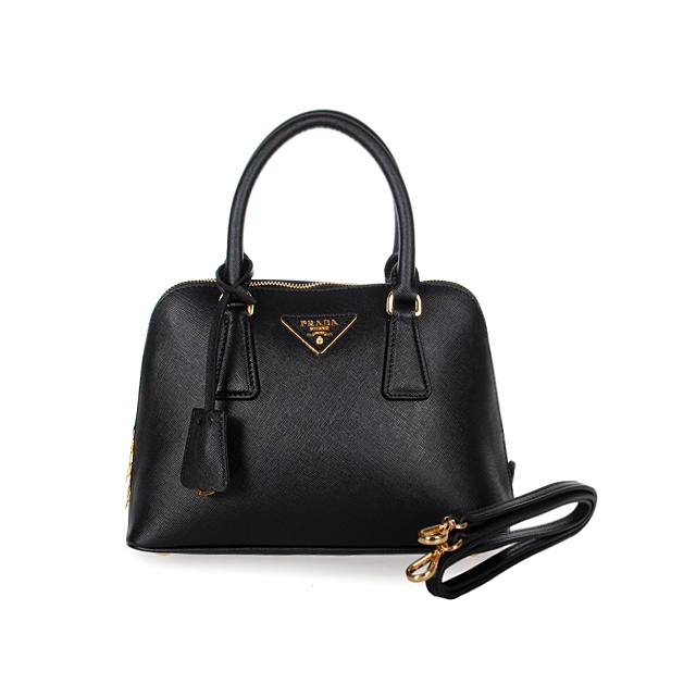 2013 Prada Saffiano Leather 25CM Two Handle Bag 0813 in Black