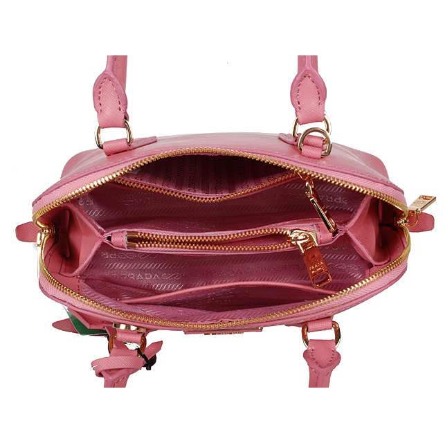 2013 Prada Saffiano Leather 25CM Two Handle Bag 0813 in Cherry pink