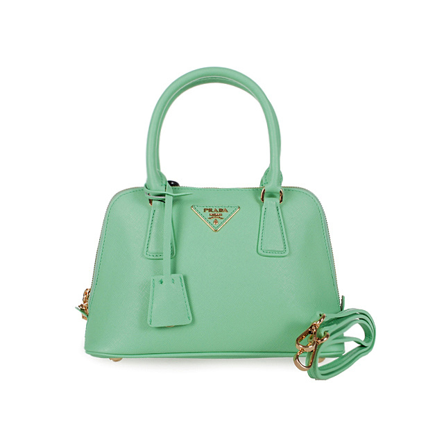 2013 Prada Saffiano Leather 25CM Two Handle Bag 0813 in Green