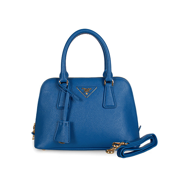 2013 Prada Saffiano Leather 25CM Two Handle Bag 0813 in Medium Blue