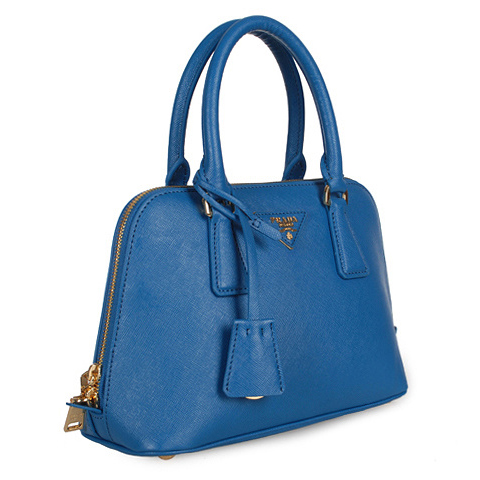 2013 Prada Saffiano Leather 25CM Two Handle Bag 0813 in Medium Blue