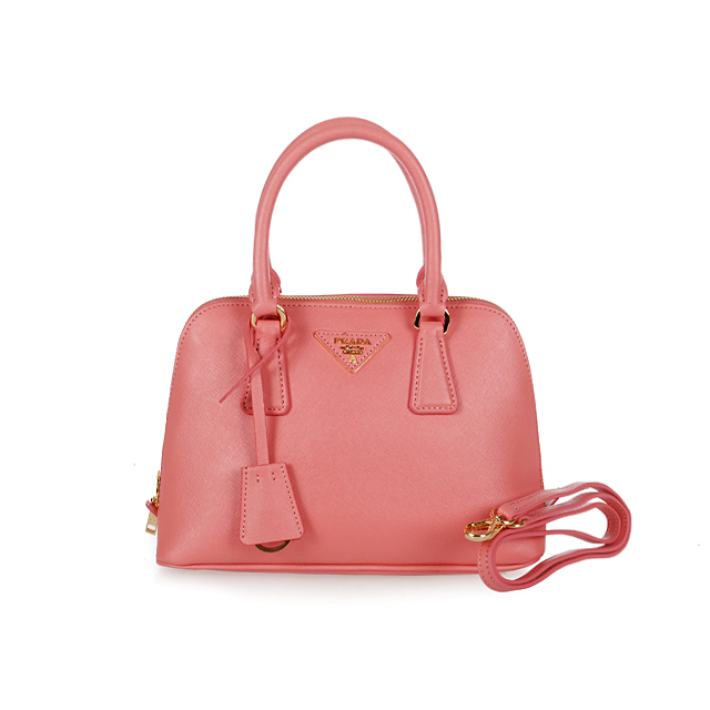 2013 Prada Saffiano Leather 25CM Two Handle Bag 0813 in Pink