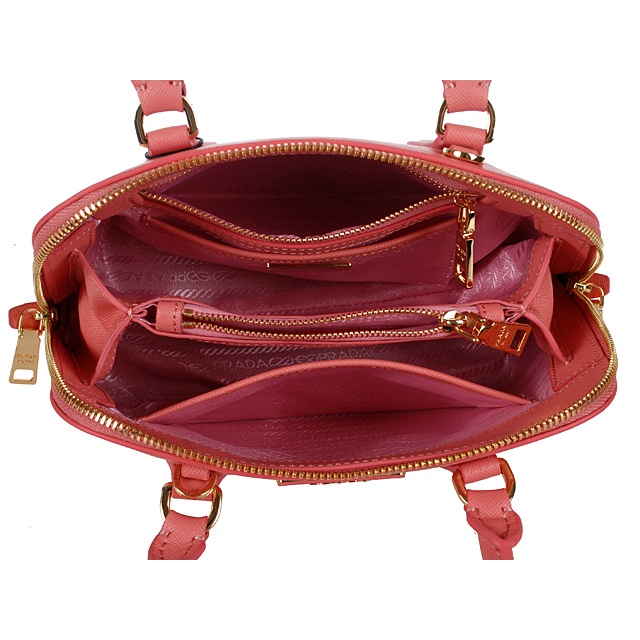 2013 Prada Saffiano Leather 25CM Two Handle Bag 0813 in Pink