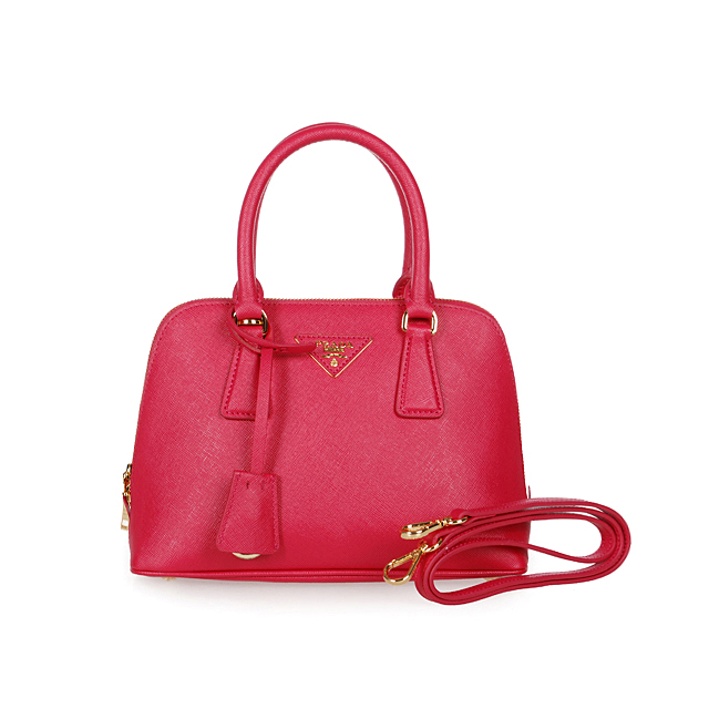 2013 Prada Saffiano Leather 25CM Two Handle Bag 0813 in Rose red