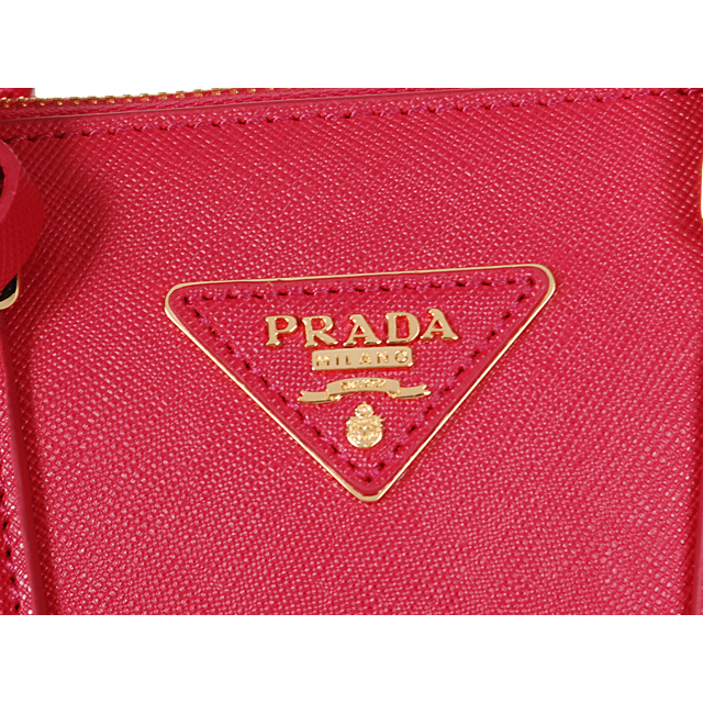 2013 Prada Saffiano Leather 25CM Two Handle Bag 0813 in Rose red