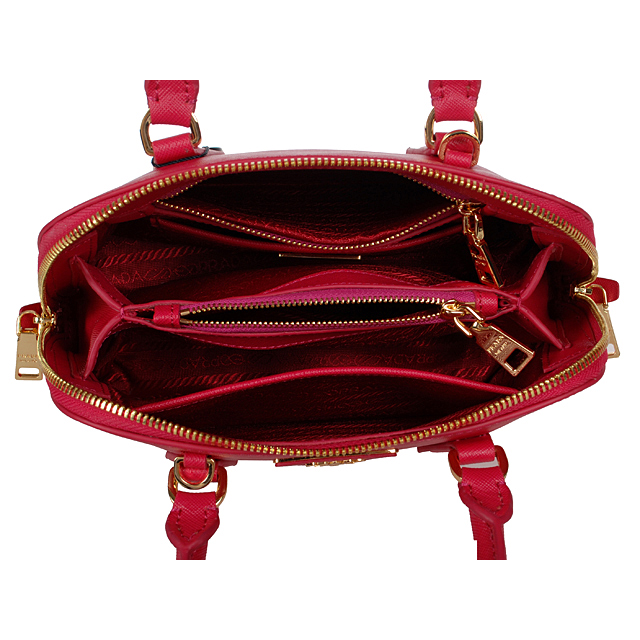 2013 Prada Saffiano Leather 25CM Two Handle Bag 0813 in Rose red