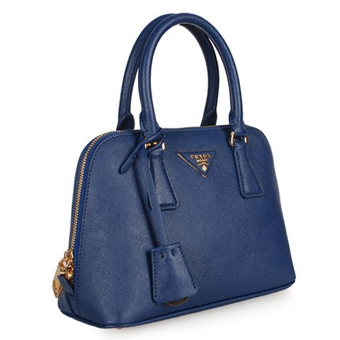 2013 Prada Saffiano Leather 25CM Two Handle Bag 0813 in Royal blue