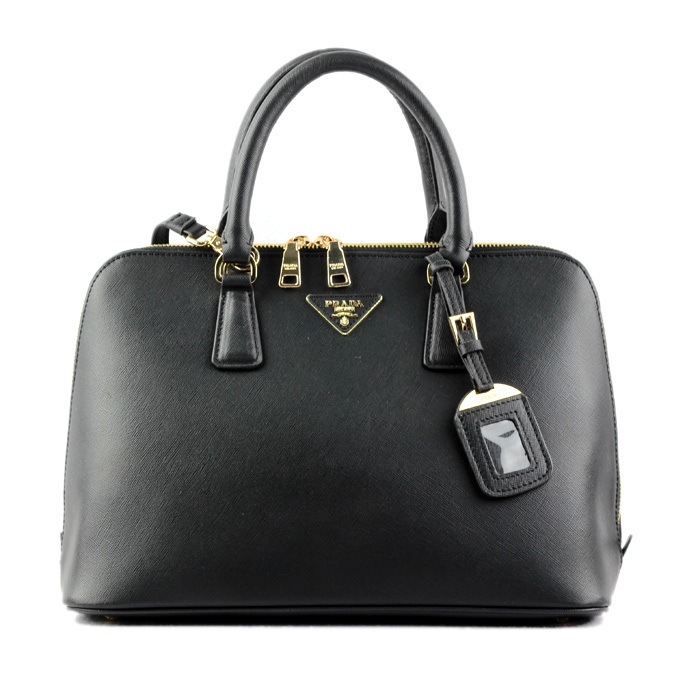 2013 Prada Saffiano Leather 33CM Two Handle Bag 0812 in Black