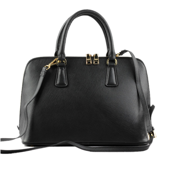 2013 Prada Saffiano Leather 33CM Two Handle Bag 0812 in Black