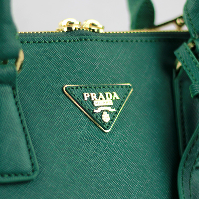 2013 Prada Saffiano Leather 33CM Two Handle Bag 0812 in Black green