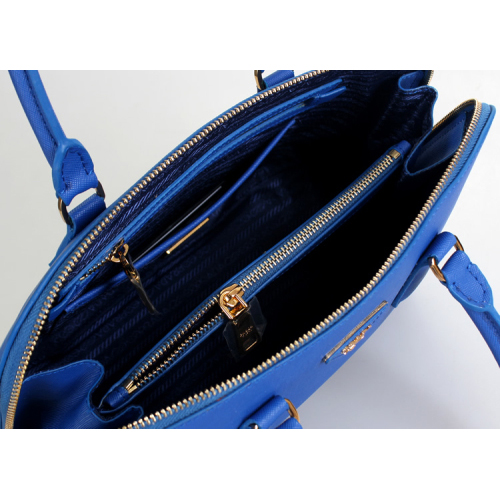 2013 Prada Saffiano Leather 33CM Two Handle Bag 0812 in Blue