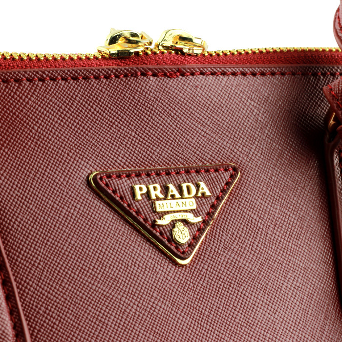 2013 Prada Saffiano Leather 33CM Two Handle Bag 0812 in Claret