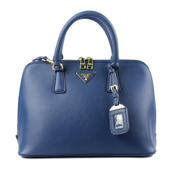 2013 Prada Saffiano Leather 33CM Two Handle Bag 0812 in Dark blue