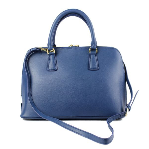 2013 Prada Saffiano Leather 33CM Two Handle Bag 0812 in Dark blue