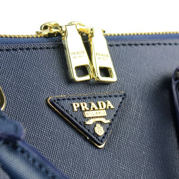 2013 Prada Saffiano Leather 33CM Two Handle Bag 0812 in Dark blue