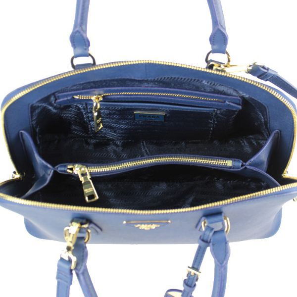 2013 Prada Saffiano Leather 33CM Two Handle Bag 0812 in Dark blue