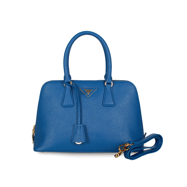 2013 Prada Saffiano Leather 33CM Two Handle Bag 0812 in Medium Blue