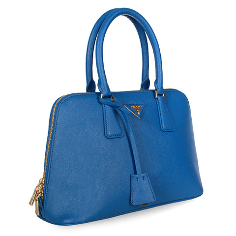 2013 Prada Saffiano Leather 33CM Two Handle Bag 0812 in Medium Blue